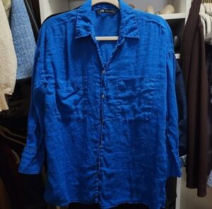 Zara Blue Button-Up Shirt